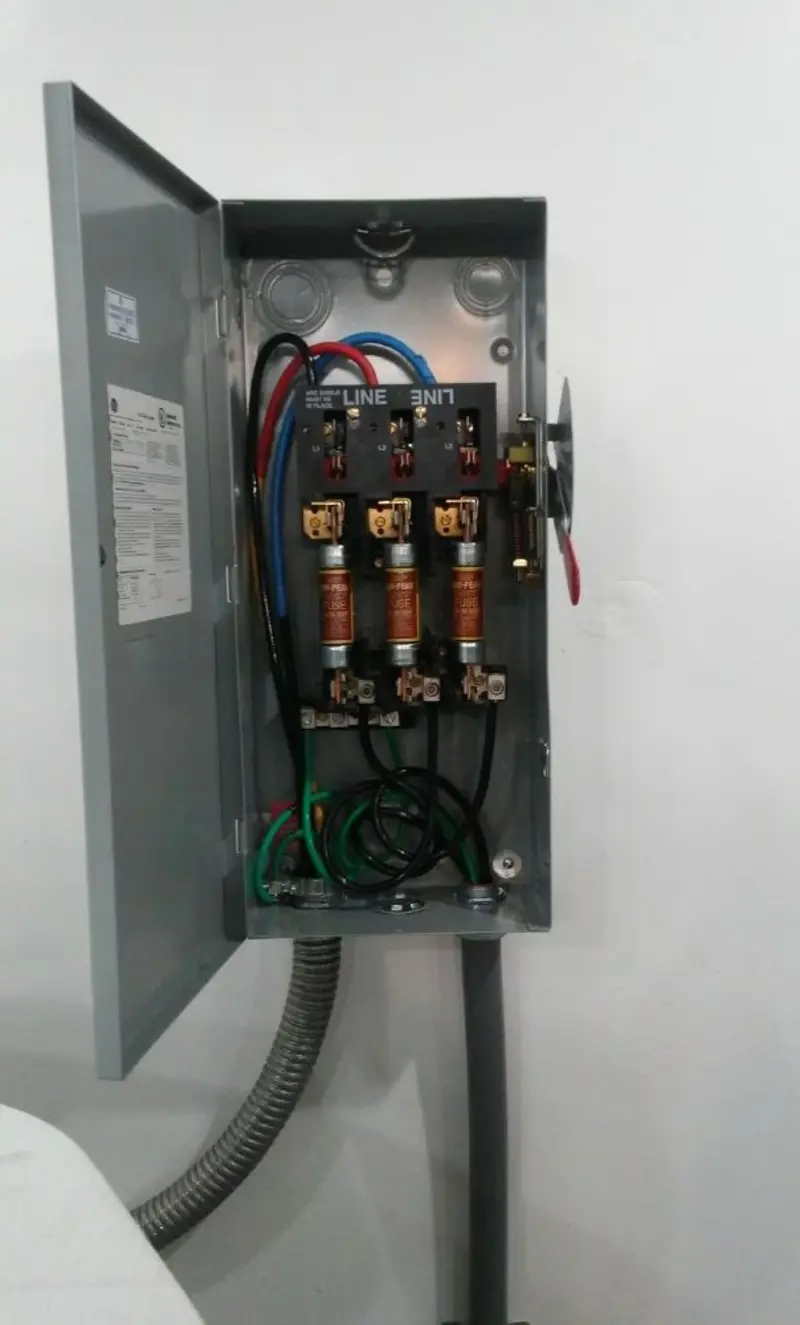 Three-phase disconnect switch installed for Smoke Detector Installation in Little Canada